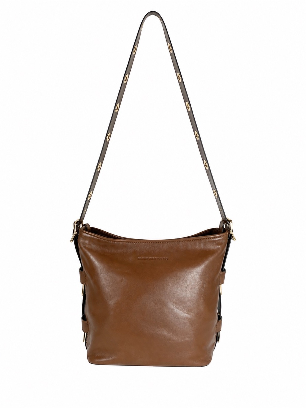 Amy Kestenberg Cognac Genuine Leather Hobo Bucket Bag Adjustable Strap Purse
